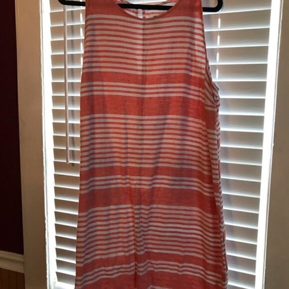 Peach and white striped women’s tall dress - Picture 1 of 3